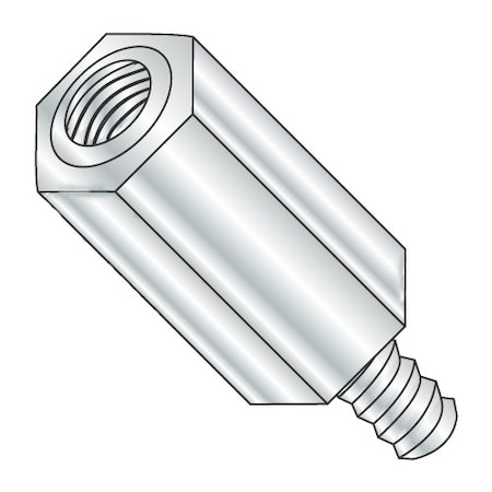 Newport Fasteners Hex Standoff, #8-32 Thrd Sz, Brass Nickel Plated, 1/4" Hex W, 500 PK 987133
